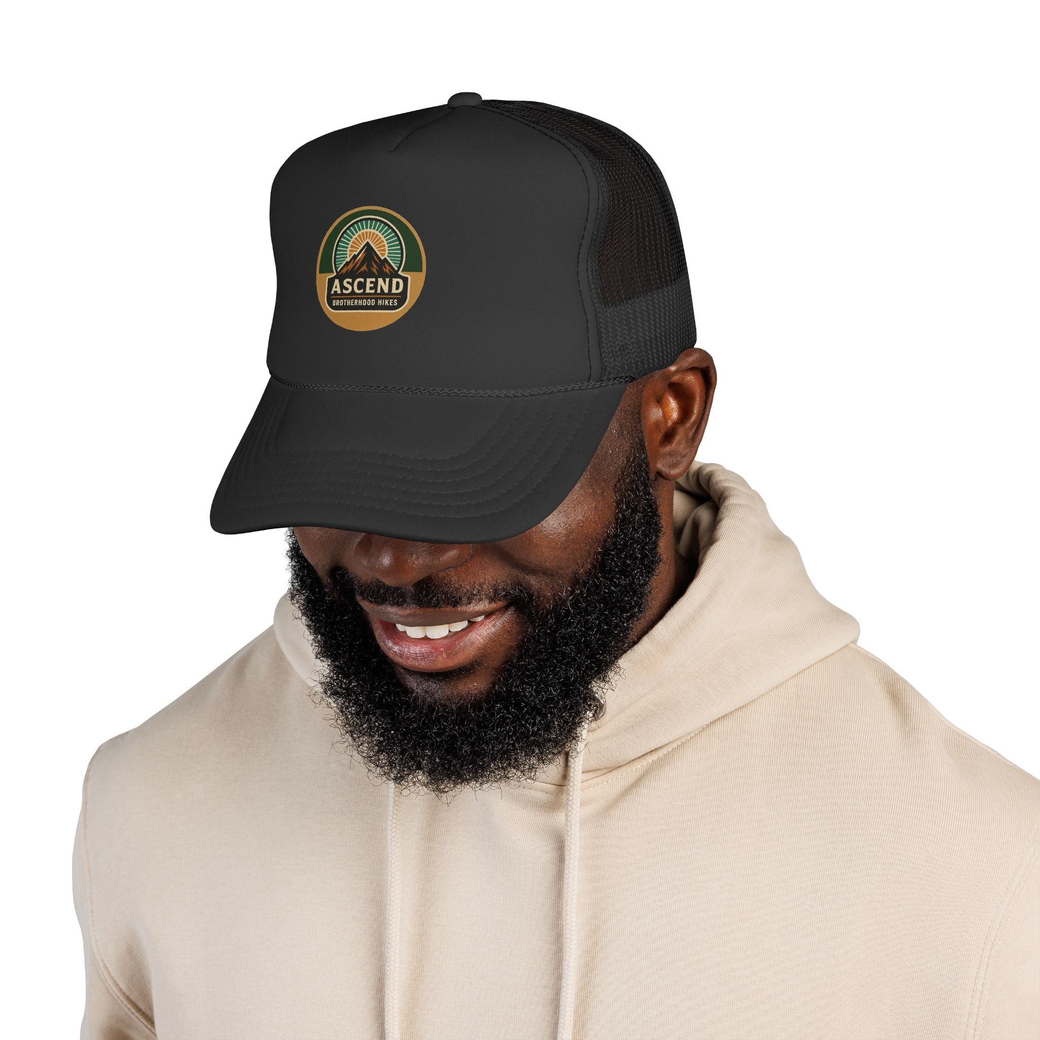 ASCEND BROTHERHOOD HIKES Vintage-Style Trucker Cap | Outdoor Adventure Hat, Perfect Gift for Nature Lovers, Travel Enthusiasts, Camping