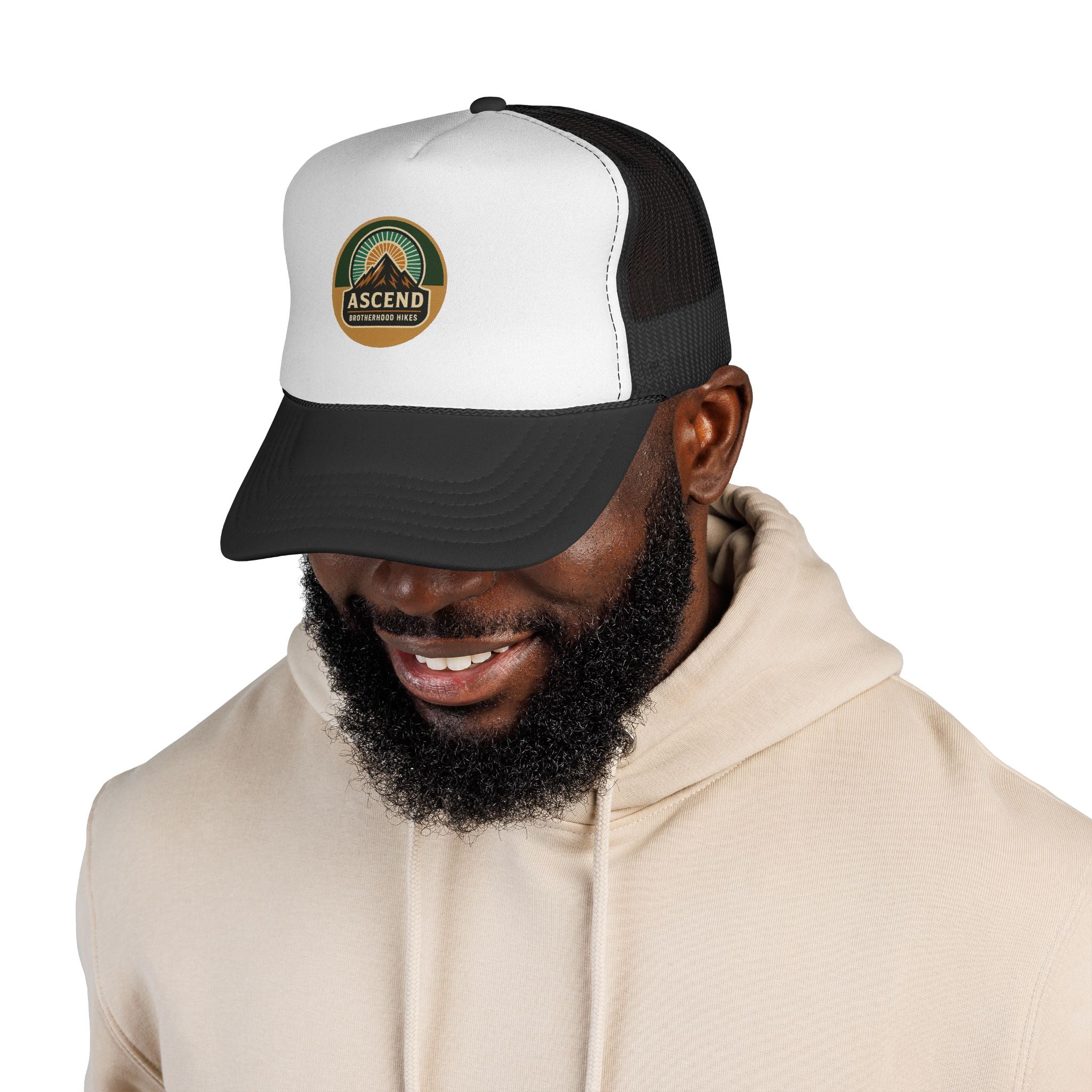 ASCEND BROTHERHOOD HIKES Vintage-Style Trucker Cap | Outdoor Adventure Hat, Perfect Gift for Nature Lovers, Travel Enthusiasts, Camping